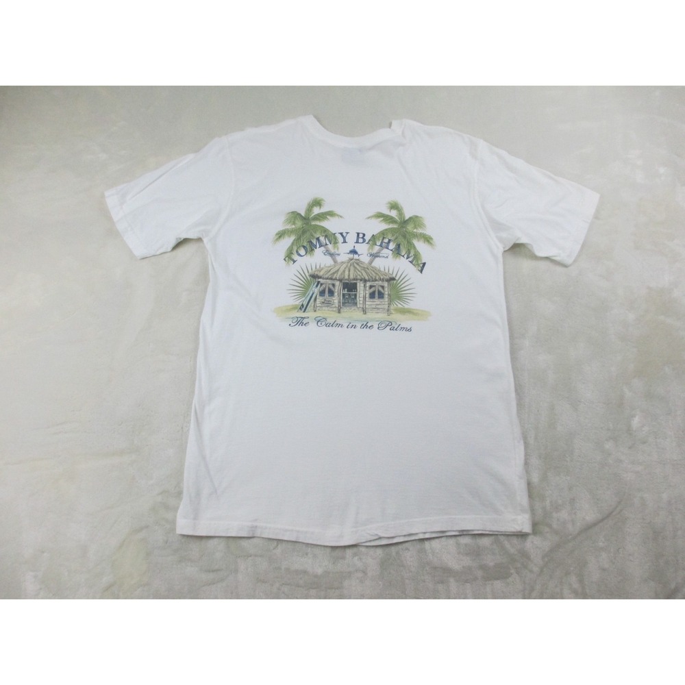 VINTAGE Tommy Bahama Shirt Mens Small White‎ The Calm In The Palms Cotton*